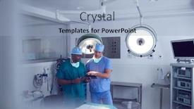  Presentation with digital hospital - Beautiful slides featuring male-surgeons-wearing-scrubs-looking backdrop and a light blue colored foreground