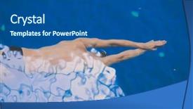  Presentation with swimming pool - PPT theme featuring male swimmer at the swimming background and a ocean colored foreground