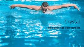  Presentation with swimming pool - Presentation theme with male-swimmer-at-the-swimming background and a teal colored foreground