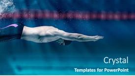  Presentation with swimming pool - PPT theme with male-swimmer-at-the-swimming background and a ocean colored foreground