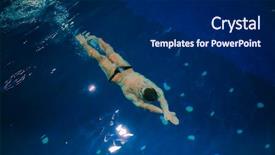  Presentation with water woman swimming underwater - Presentation theme having male swimmer at the swimming background and a  colored foreground