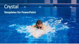  Presentation with swimming - PPT theme consisting of male swimmer at the swimming background and a ocean colored foreground
