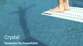  Presentation with diving board - PPT theme with male swimmer standing on diving background and a ocean colored foreground