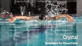  Presentation with swimming pool - Beautiful theme featuring male swimmer swimming the butterfly backdrop and a teal colored foreground