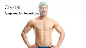  Presentation with wearing swimming goggles and cap - Slides with male-swimmer-with-googles background and a white colored foreground