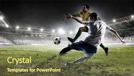  Presentation with stadium - Amazing slide set having male symbol - soccer players at stadium mixed backdrop and a tawny brown colored foreground