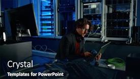  Presentation with server administrator - Theme consisting of male-system-administrator-working background and a wine colored foreground