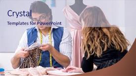  Presentation with black male female fashion - Beautiful presentation theme featuring male tailor talking to female backdrop and a lemonade colored foreground