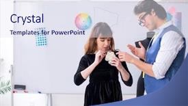  Presentation with female male symbol - Presentation having male tailor talking to female background and a  colored foreground