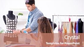  Presentation with worried female college student for health check up - Cool new PPT theme with male tailor with female student backdrop and a coral colored foreground