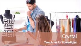  Presentation with female college student uti - Theme consisting of male tailor with female student background and a coral colored foreground