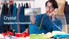  Presentation with workshop - PPT layouts enhanced with male tailor working at workshop background and a ocean colored foreground