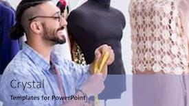  Presentation with designs - Amazing presentation theme having male-tailor-working backdrop and a light blue colored foreground