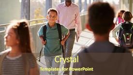  Presentation with busy - Audience pleasing slides consisting of male teacher and pupils walking backdrop and a tawny brown colored foreground