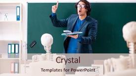  Presentation with skeleton - Presentation theme having male teacher and skeleton student background and a lemonade colored foreground