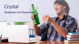  Presentation with teacher stress - Audience pleasing presentation theme consisting of male teacher drinking backdrop and a sky blue colored foreground