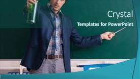  Presentation with teacher - Presentation theme enhanced with male-teacher-drinking and a  colored foreground