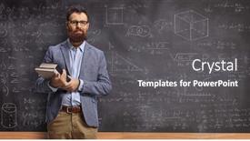  Presentation with math teacher - Presentation theme consisting of male-teacher-holding-books background and a dark gray colored foreground