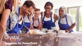  Presentation with pancake - Cool new slides with male-teacher-making-pancake backdrop and a coral colored foreground