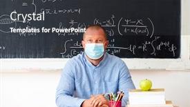  Presentation with math lesson - Slide set with male-teacher-with-mask-teaching background and a dark gray colored foreground