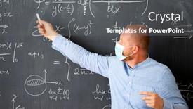  Presentation with math lesson - PPT theme enhanced with male-teacher-with-mask-teaching background and a gray colored foreground