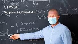  Presentation with math lesson - Slide deck with male-teacher-with-mask-teaching background and a dark gray colored foreground