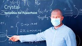  Presentation with math lesson - Presentation theme consisting of male-teacher-with-mask-teaching background and a ocean colored foreground