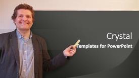  Presentation with chalk - Presentation design having male-teacher-writes-on-blackboard background and a  colored foreground