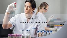  Presentation with blood products in medical - Slides featuring male technician analyzing blood sample background and a lemonade colored foreground