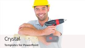  Presentation with service technician - Slides enhanced with male technician holding power background and a lemonade colored foreground