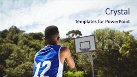  Presentation with basketball court - Cool new theme with male teenage boy practicing basketball backdrop and a  colored foreground
