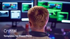  Presentation with computer security - Slide deck consisting of male-teenage-hacker-sitting background and a violet colored foreground