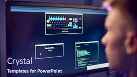  Presentation with computer security - PPT layouts with male-teenage-hacker-sitting background and a navy blue colored foreground