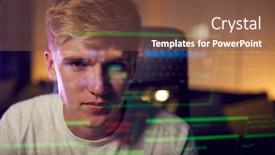  Presentation with computer hacker - Amazing theme having male-teenage-hacker-with-data backdrop and a tawny brown colored foreground