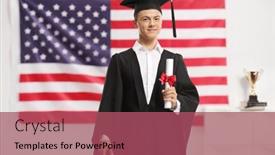  Presentation with diploma - Slide set featuring male-teenage-student-wearing background and a violet colored foreground