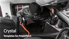  Presentation with car - Amazing theme having male thief getting into car backdrop and a dark gray colored foreground