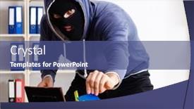  Presentation with office - Presentation theme having male-thief-in-balaclava background and a ocean colored foreground