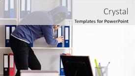  Presentation with hologram mesh human male - Slide deck with male-thief-in-balaclava background and a  colored foreground