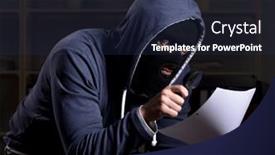  Presentation with night - Slide set featuring male-thief-in-balaclava background and a navy blue colored foreground