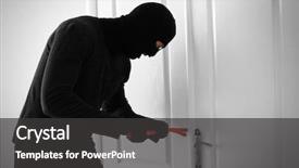  Presentation with holy mass opening - PPT theme consisting of thief opening door with scrap background and a dark gray colored foreground