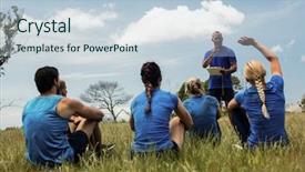  Presentation with trainer - PPT theme with male trainer taking attendance background and a lemonade colored foreground