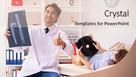  Presentation with xray - Amazing slide deck having male traumatologist looking at xray backdrop and a lemonade colored foreground