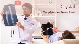  Presentation with xray - Theme featuring male traumatologist looking at xray background and a lemonade colored foreground