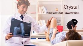  Presentation with human hip replacement xray anatomy - Theme consisting of male traumatologist looking at xray background and a lemonade colored foreground