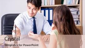  Presentation with travel - Colorful slides enhanced with male travel agent with customer backdrop and a lemonade colored foreground