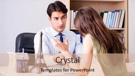  Presentation with travel - Beautiful presentation featuring male travel agent with customer backdrop and a coral colored foreground