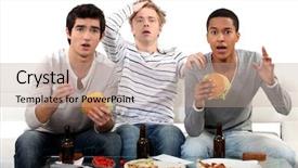  Presentation with soccer awards - Amazing slide deck having male trio watching soccer match backdrop and a  colored foreground