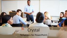  Presentation with student nurse teaching university - Theme enhanced with male tutor teaching university students background and a coral colored foreground