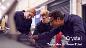  Presentation with apprenticeship - Beautiful presentation featuring male-tutor-with-students-looking backdrop and a wine colored foreground