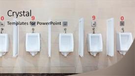  Presentation with interior - Presentation enhanced with male urinary - modern restroom interior with urinal background and a light gray colored foreground